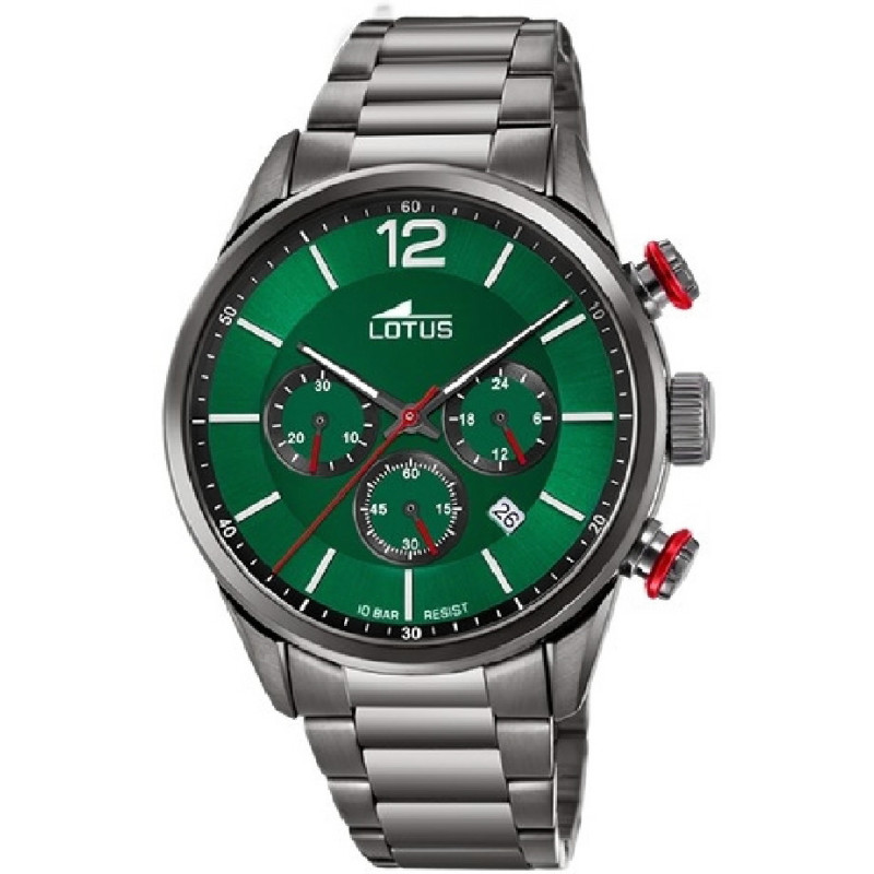 Lotus Reloj Hombre Crono Acero Gris Esfera Verde 42 mm - 18686/4