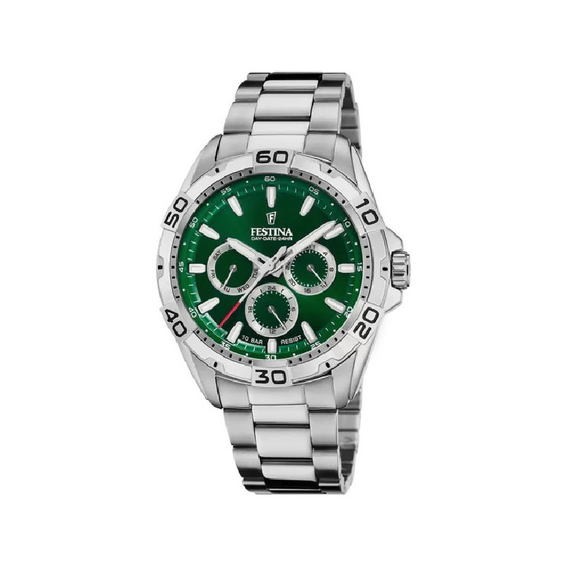 Reloj Hombre Festina Multifunción Acero Esfera Verde Tam 44 mm - F20623/3