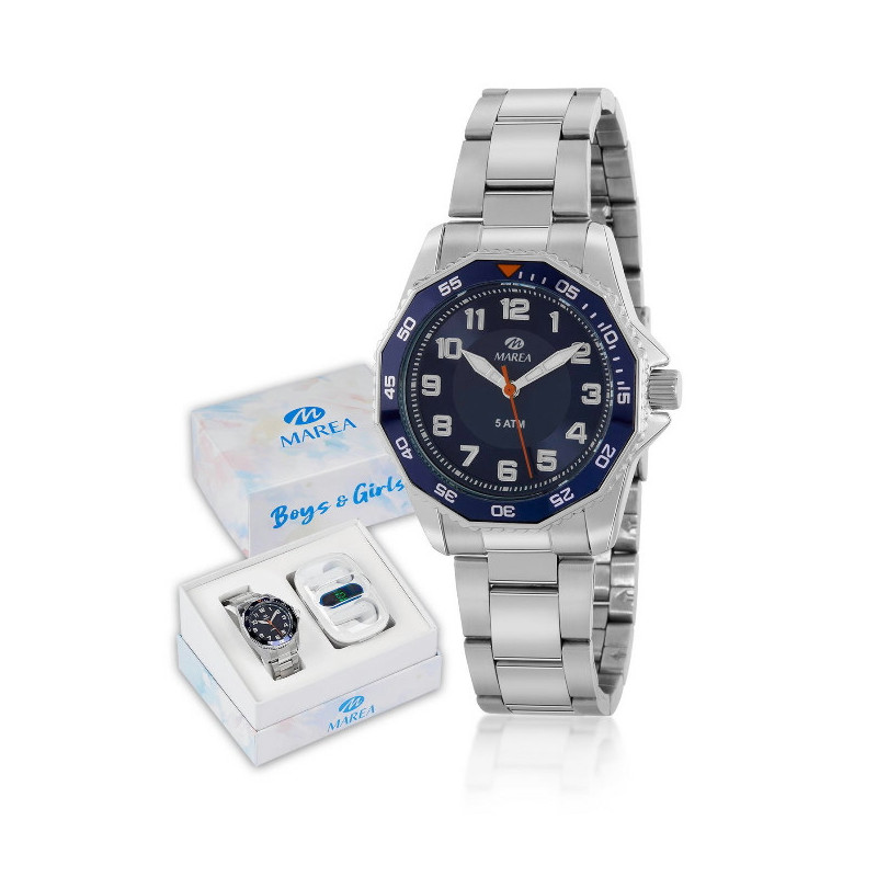 Reloj Niño Comunión y Auriculares Marea Cuarrzo Acero 34 mm - B35360/2