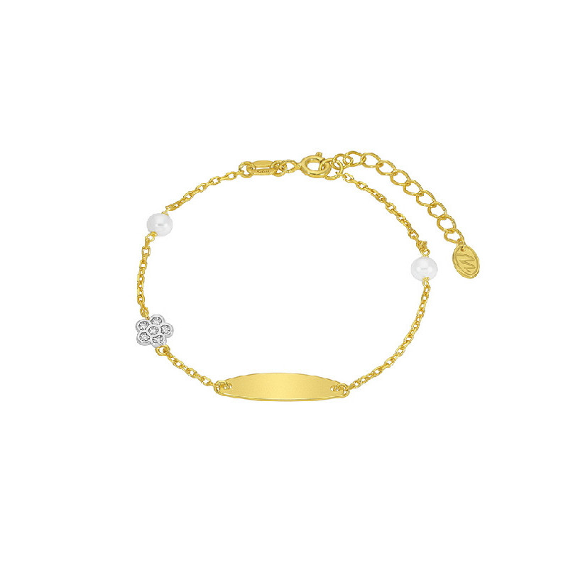 Esclava Niña Marea D03303/AY Comunión Plata Dorada Flor Perlas 15/17 cm - 000620008