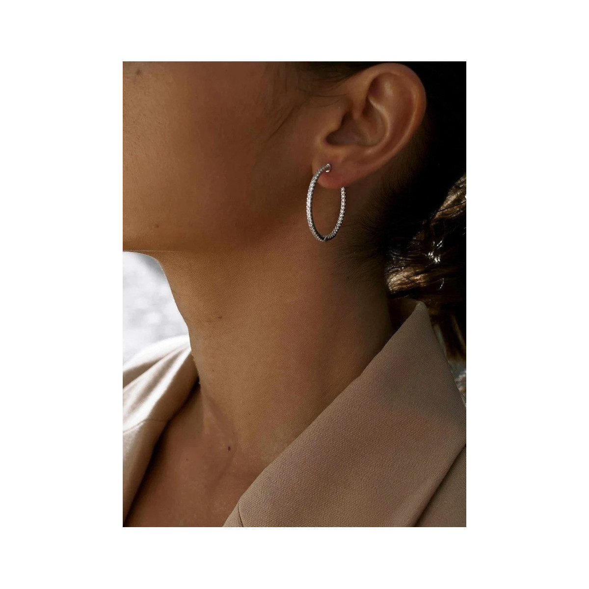 Pendientes Mujer Lineargent 17763-PE Plata Aros Circonitas 2 x 32 mm - 000090487