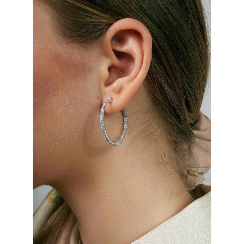 Pendientes Mujer Lineargent 17763-PE Plata Aros Circonitas 2 x 32 mm - 000090487