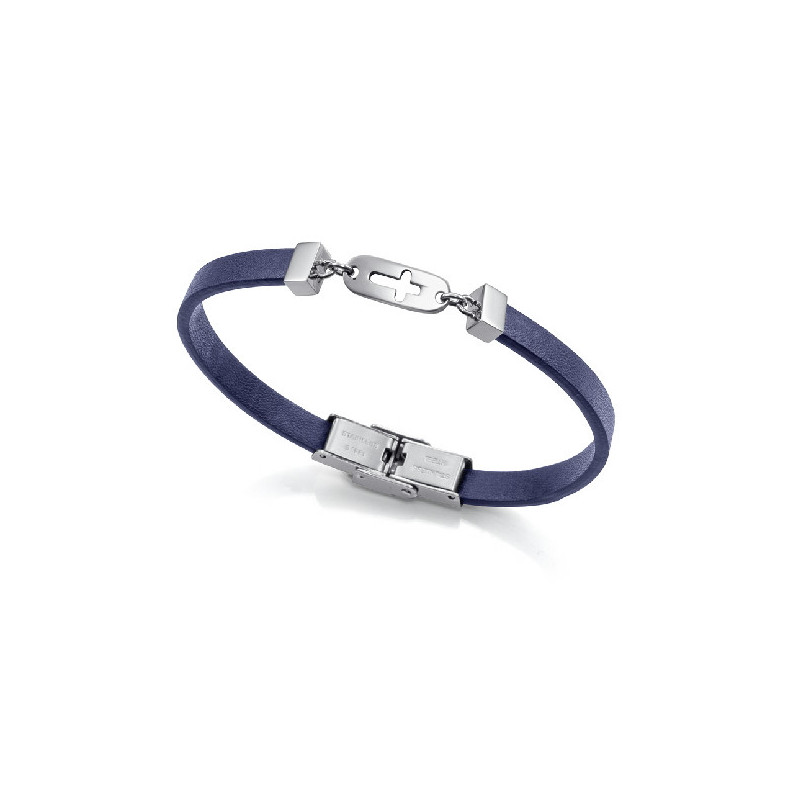 Pulsera Niño Viceroy Fashion 75395P01013 Cruz Acero Cuero Azul M - 000730293
