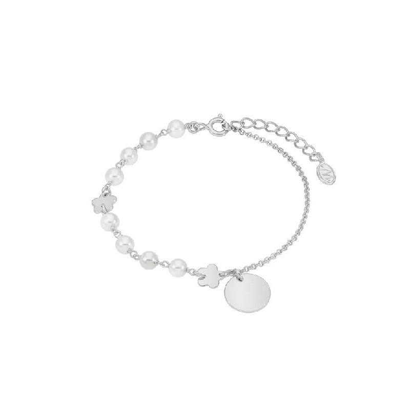 Pulsera Niña Marea D03303/AE Comunión Plata Perlas, Flor y Moneda 15/17 cm - 000620016
