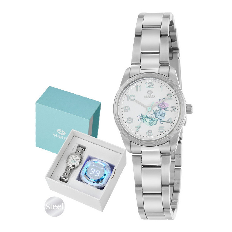 Reloj Niña Marea Cuarzo Acero Brazalete + Auriculares 25 mm - B36205/3