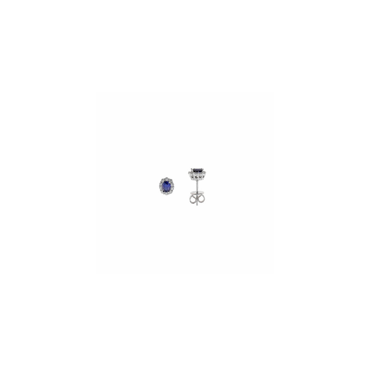 Pendientes Mujer Salvatore Plata Rosetón Zafiro Circonitas 6 x 9 mm - 000230892