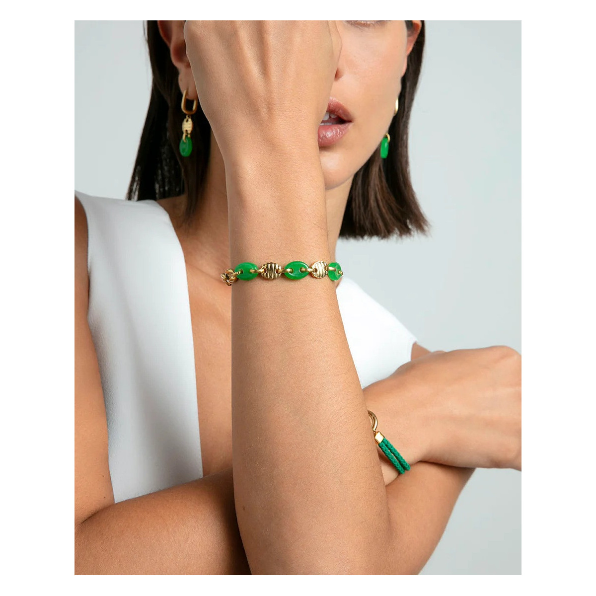 Pulsera Mujer Viceroy Fashion 14274P01016 Acero Dorado Calcedonia Verde - 000730276