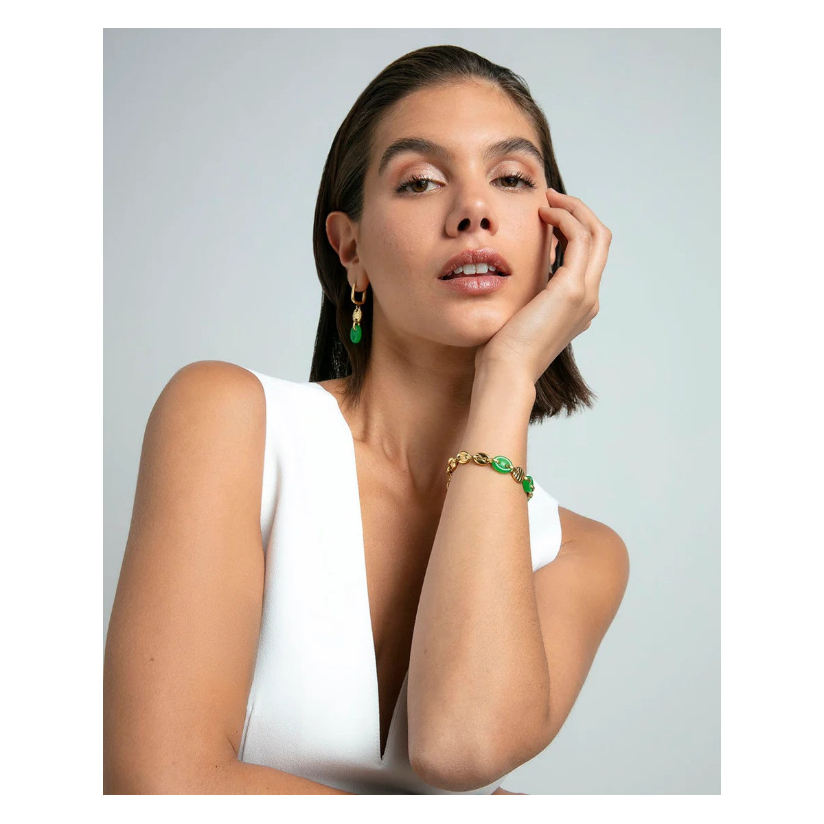 Pulsera Mujer Viceroy Fashion 14274P01016 Acero Dorado Calcedonia Verde - 000730276