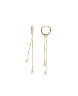Salvatore Plata Pendientes Mujer Plata Dorada Aros Circonitas Tam 1,5 x 64 mm - 000230875