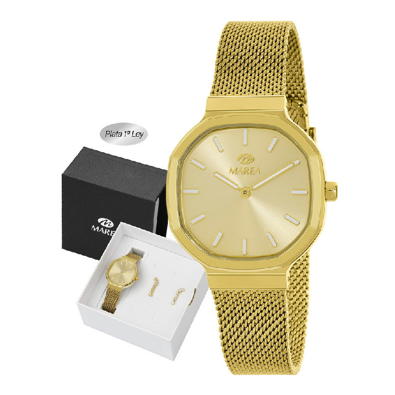 Reloj Mujer Marea Cuarzo Acero y Pendientes Plata 33 mm - B41408/14