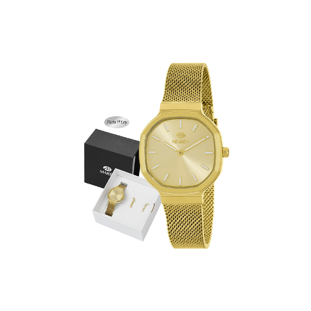 Reloj Mujer Marea Cuarzo Acero y Pendientes Plata 33 mm - B41408/14