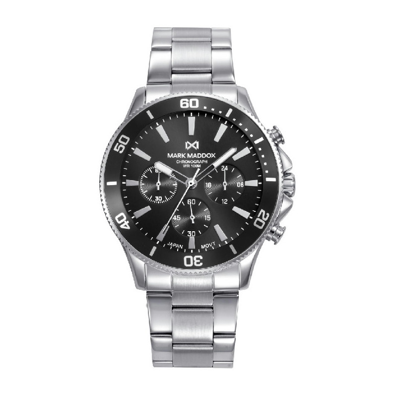 Reloj Hombre Mark Maddox Crono Acero Esfera Negra Tam 43 mm - HM1027-57