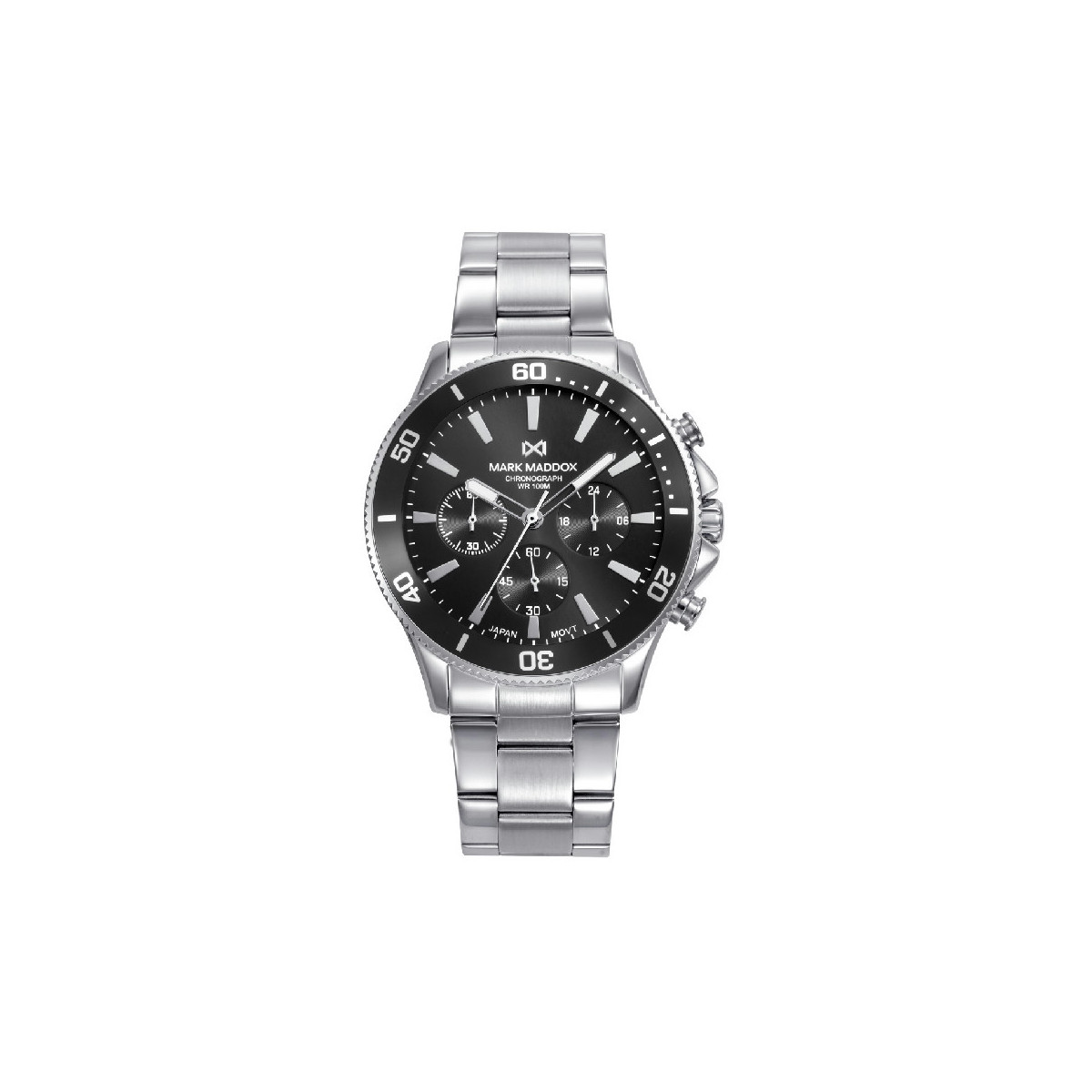 Reloj Hombre Mark Maddox Crono Acero Esfera Negra Tam 43 mm - HM1027-57