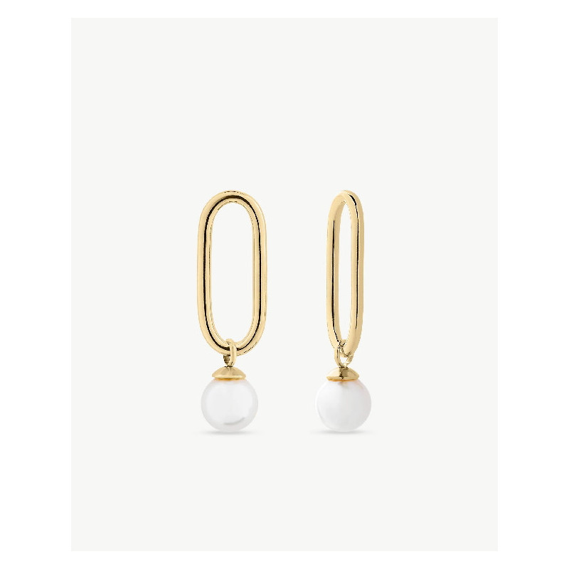 Pendientes Majorica mujer plata dorada con perla blanca 25 mm referencia 000450740