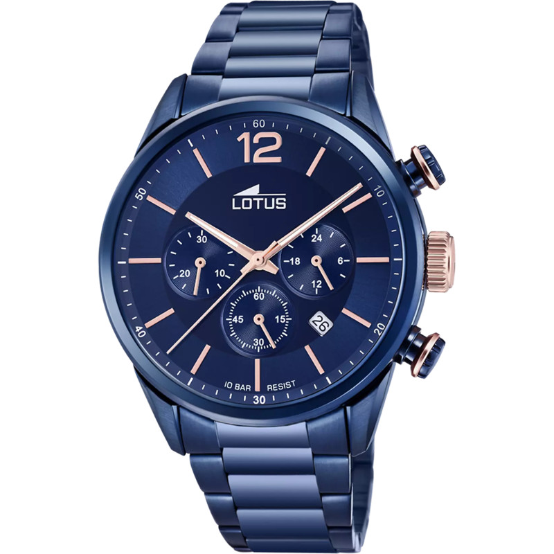 Reloj Hombre Lotus Chrono Acero IP Azul 43 mm - 18680/2