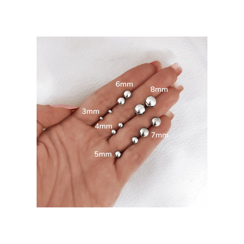 Pendientes Niña Oro Blanco 18 ktes Bolitas Lisas Brillo Tuerca 5 mm - 000022635