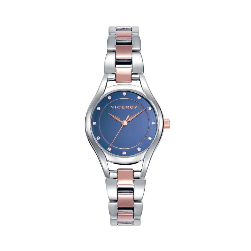 Reloj Mujer Viceroy Cuarzo Acero Bicolor IP Rosé Esfera Azul 30 mm - 401190-37