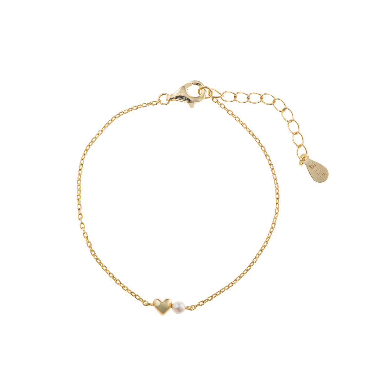 Pulsera Mujer Salvatore Plata Dorada Perla y Corazón - 000230101