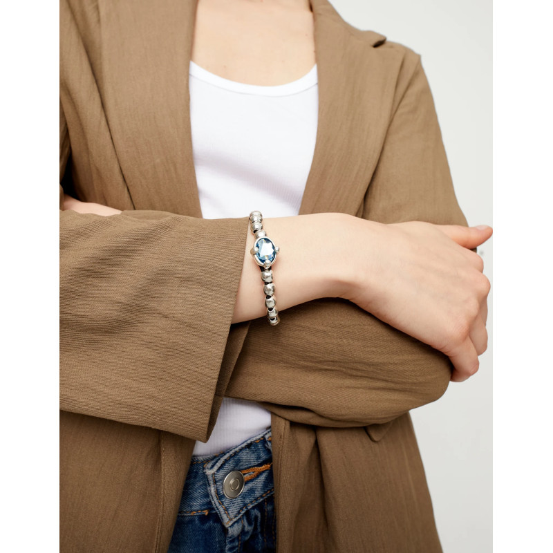 Pulsera Mujer Uno de 50 PUL2595AZUMTL0M Chapado Plata Cristal Azul - 000500899