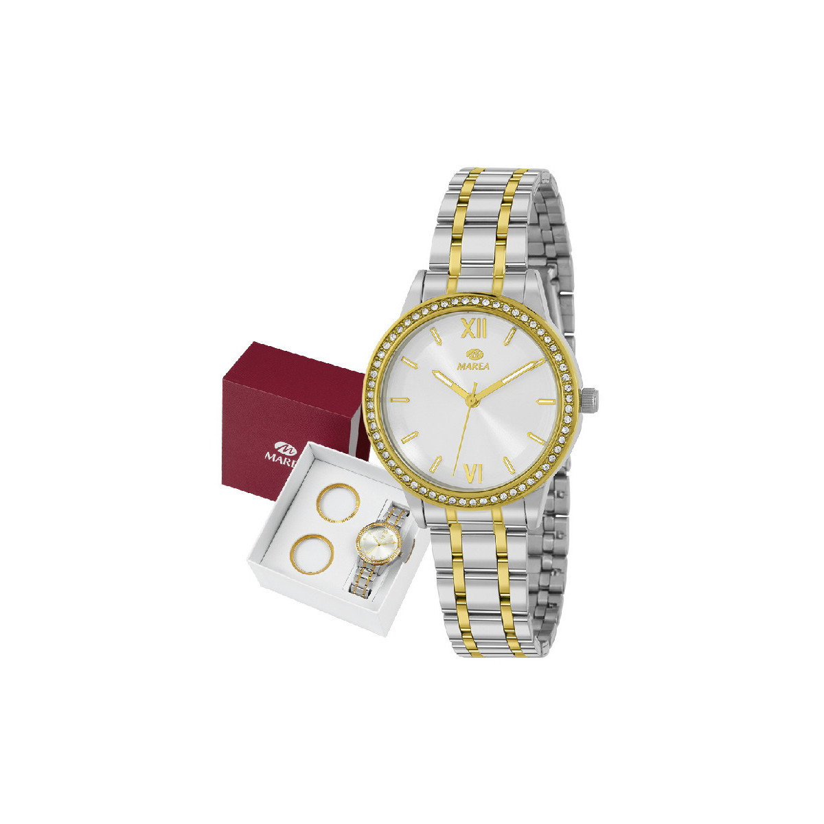 Reloj Mujer Marea Cuarzo Metal Bicolor Triple Bisel 34 mm - B41438/3