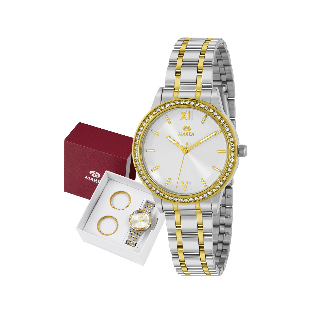 Reloj Mujer Marea Cuarzo Metal Bicolor Triple Bisel 34 mm - B41438/3