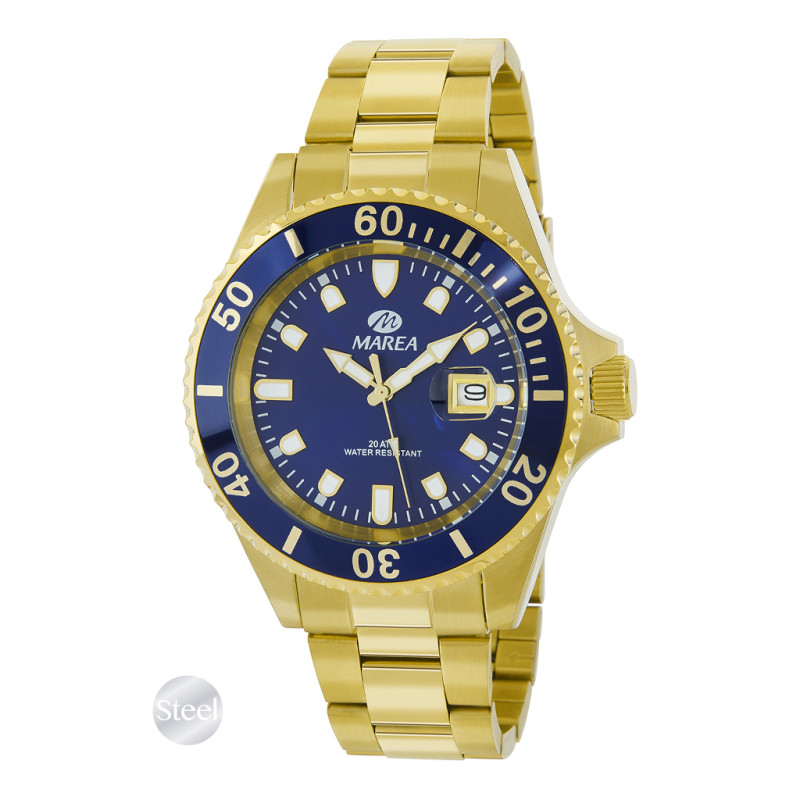 Reloj Hombre Marea Acero Dorado Esfera Azul 42 mm - B36094/20