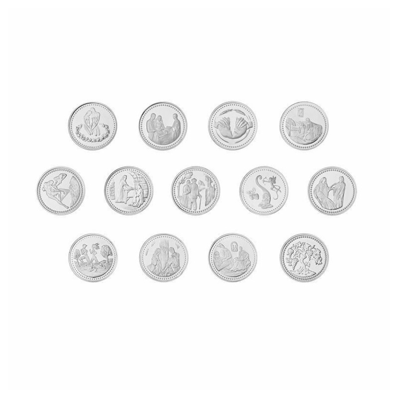 Arras de Boda Plata Maciza 13 Monedas Pasajes Biblicos 18 mm - 000022959