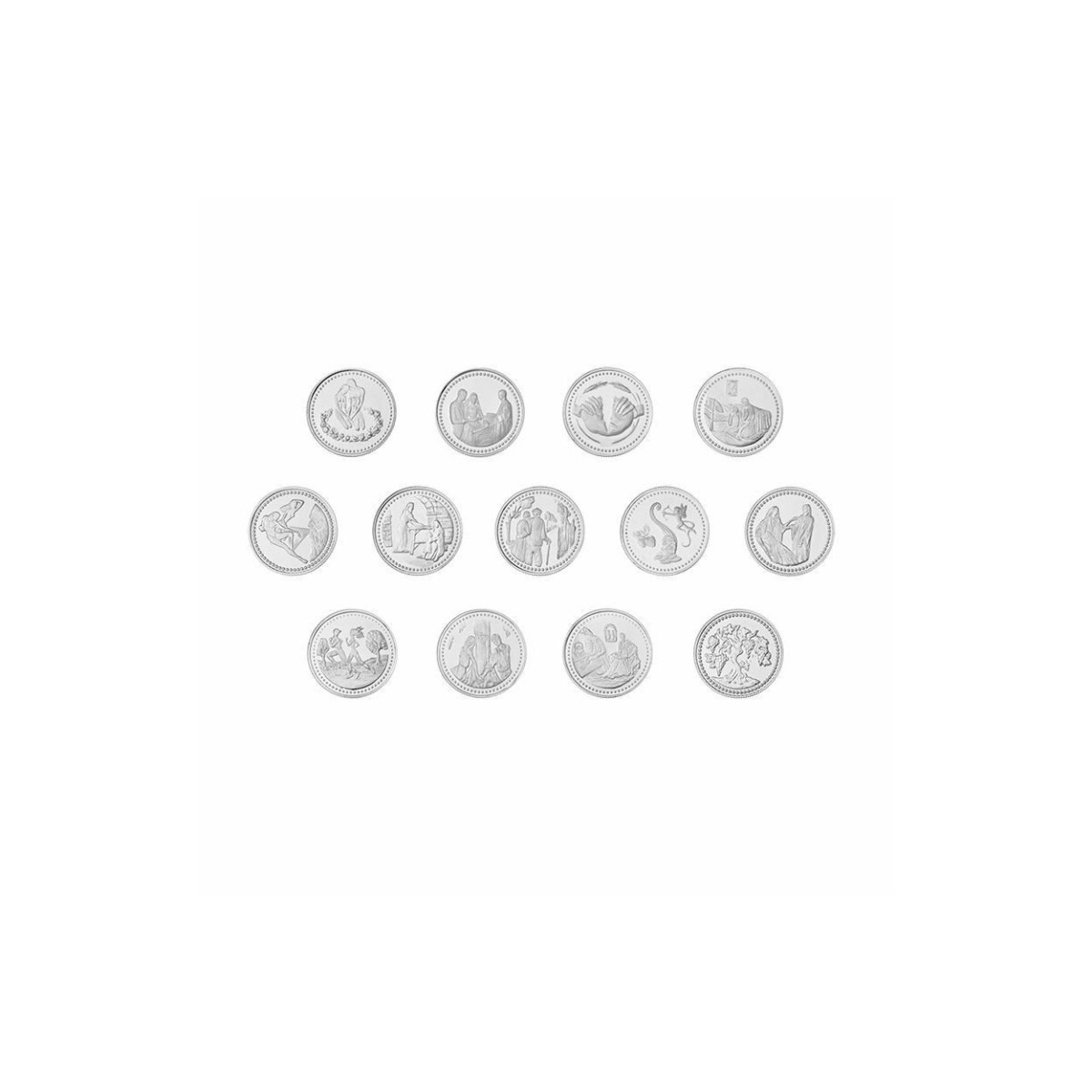 Arras de Boda Plata Maciza 13 Monedas Pasajes Biblicos 18 mm - 000022959