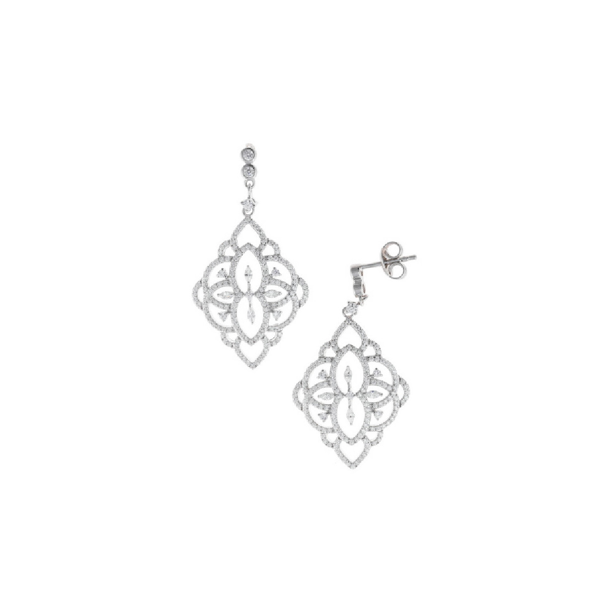Pendientes Mujer Salvatore Plata Novias Arabescos Circonitas 42 mm - 000230954