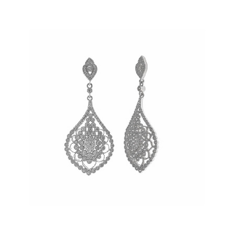 Pendientes Mujer Salvatore Plata Arabescos Novias Circonitas 20 x 45 mm - 000230955