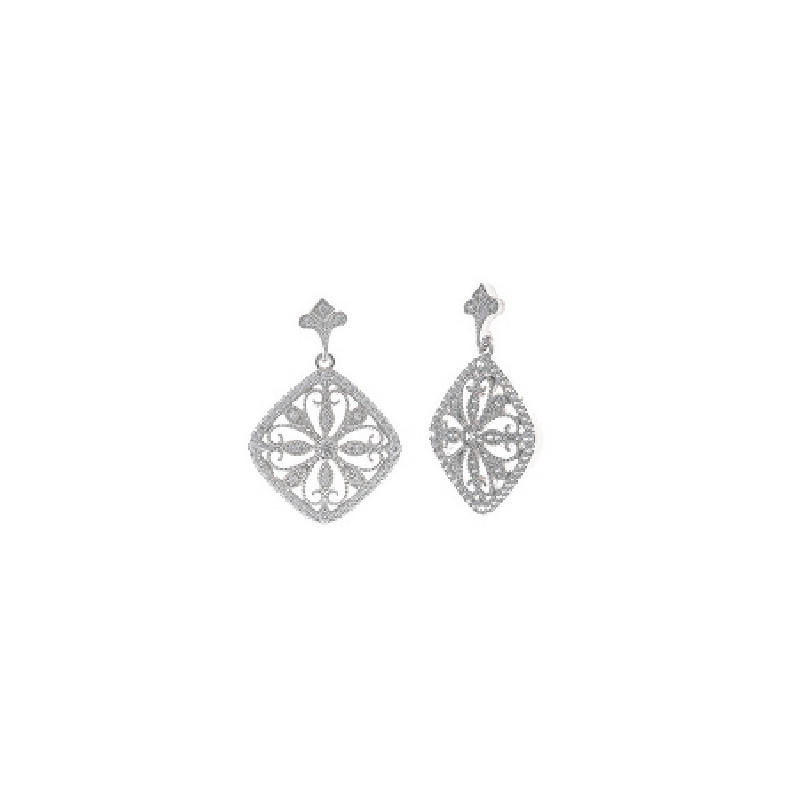 Pendientes Mujer Salvatore Plata Novias Arabescos Circonitas 17 x 25 mm - 000230957