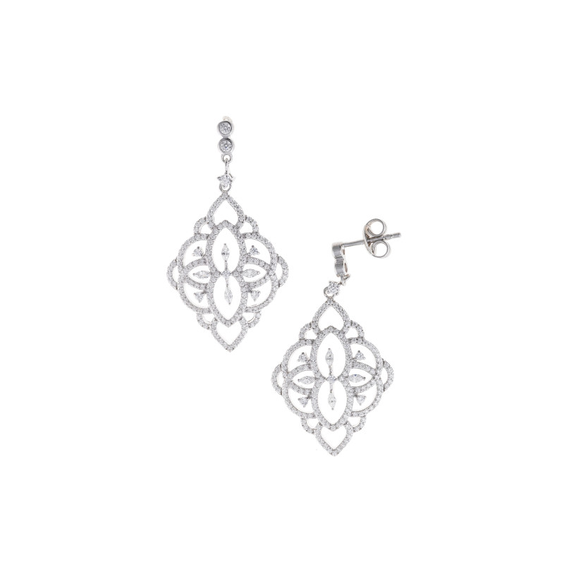 Pendientes Mujer Salvatore Plata Novias Arabescos Circonitas 42 mm - 000230954