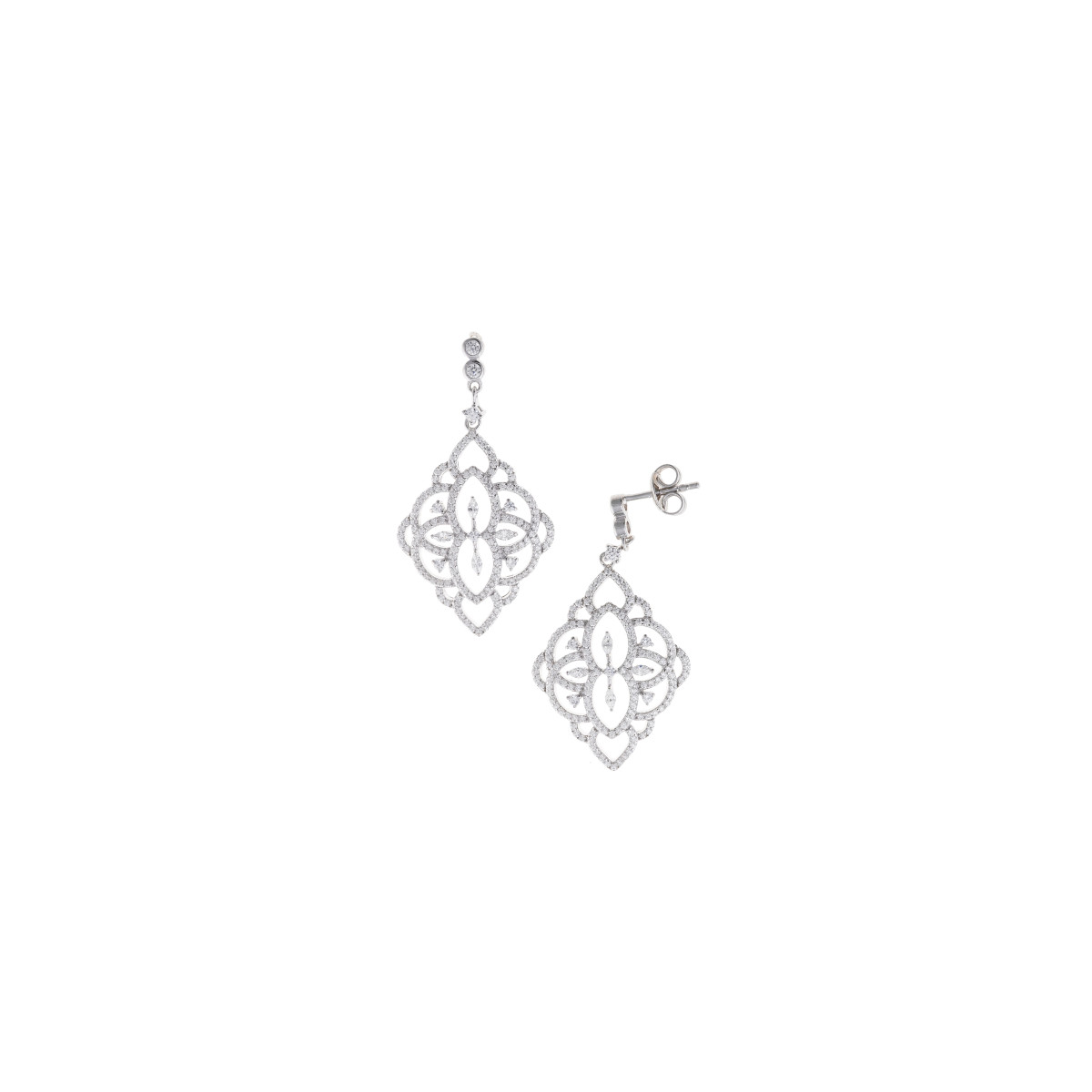Pendientes Mujer Salvatore Plata Novias Arabescos Circonitas 42 mm - 000230954