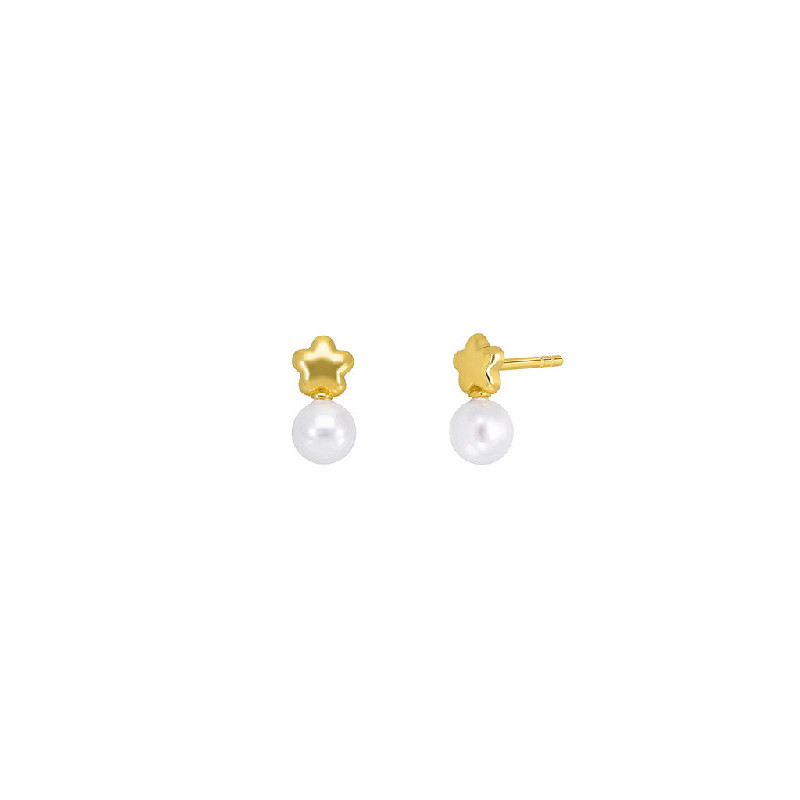 Pendientes Niña Marea D03331/AH Plata Dorada Perla Flor 10 mm - 000620033