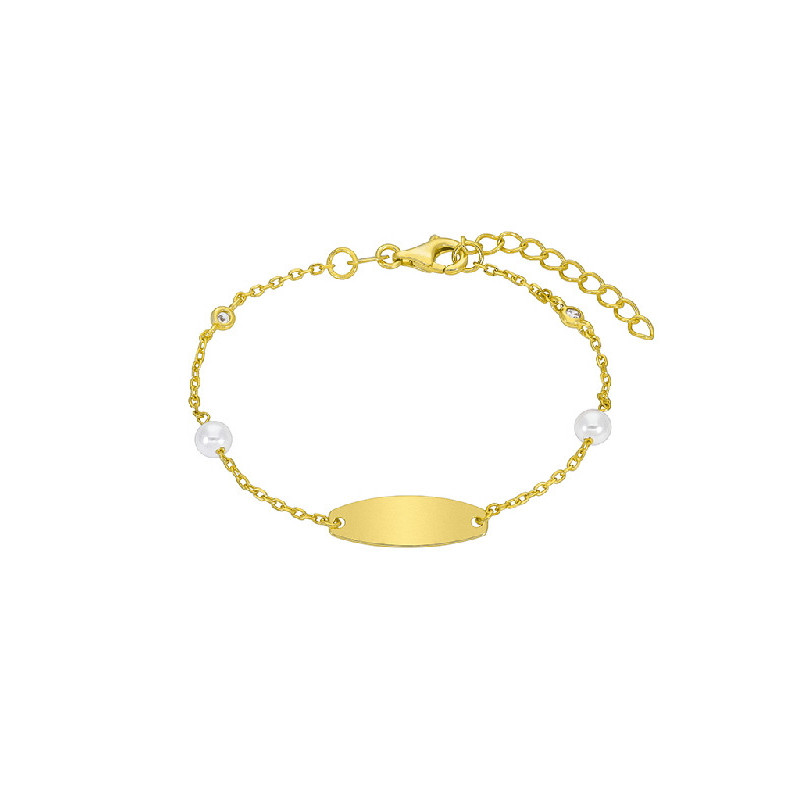 Pulsera Niña Marea D03303/BI Plata Dorada Comunión Perlas Chapa Personalizable - 000620048