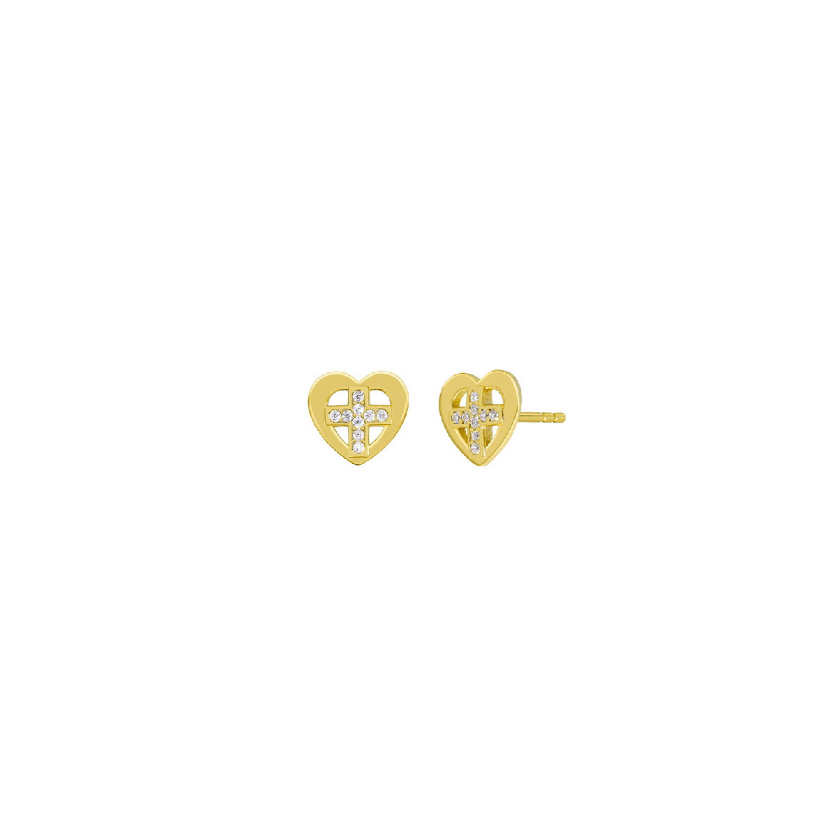Pendientes Niña Marea D03301/BG Plata Dorada Cruz Corazón 9 mm - 000620035