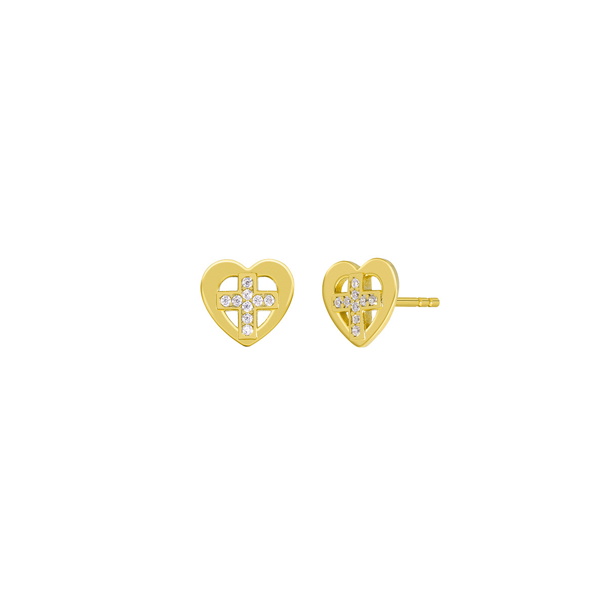 Pendientes Niña Marea D03301/BG Plata Dorada Cruz Corazón 9 mm - 000620035