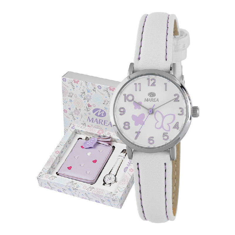 Reloj Niña Marea Comunión Cuarzo Metal Correa Mariposas + Monedero - B41436/3