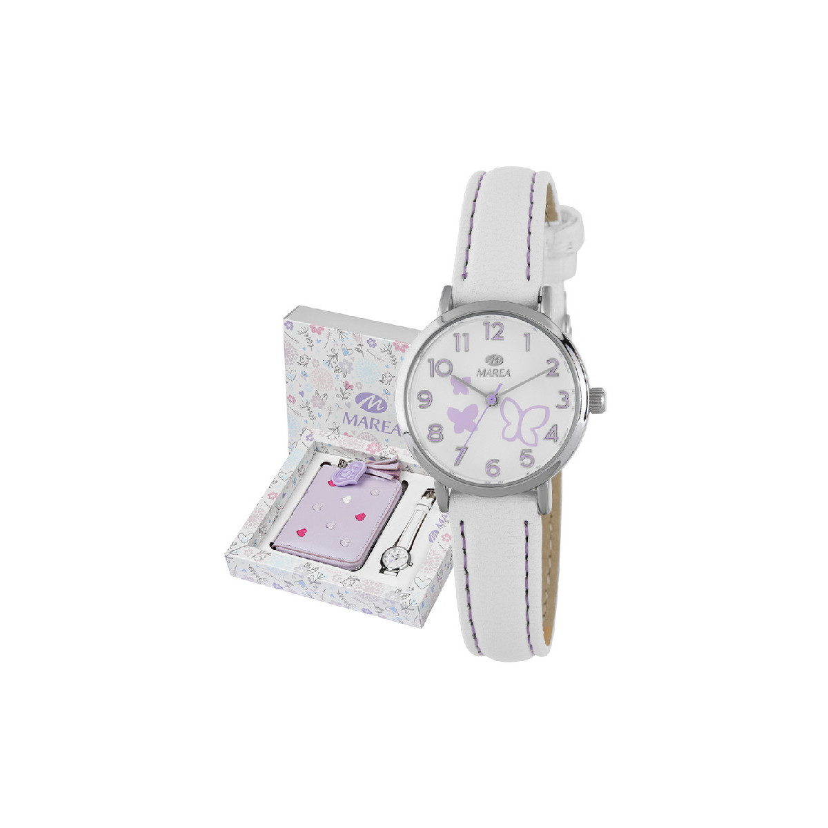 Reloj Niña Marea Comunión Cuarzo Metal Correa Mariposas + Monedero - B41436/3
