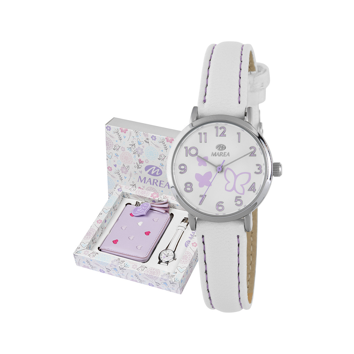 Reloj Niña Marea Comunión Cuarzo Metal Correa Mariposas + Monedero - B41436/3