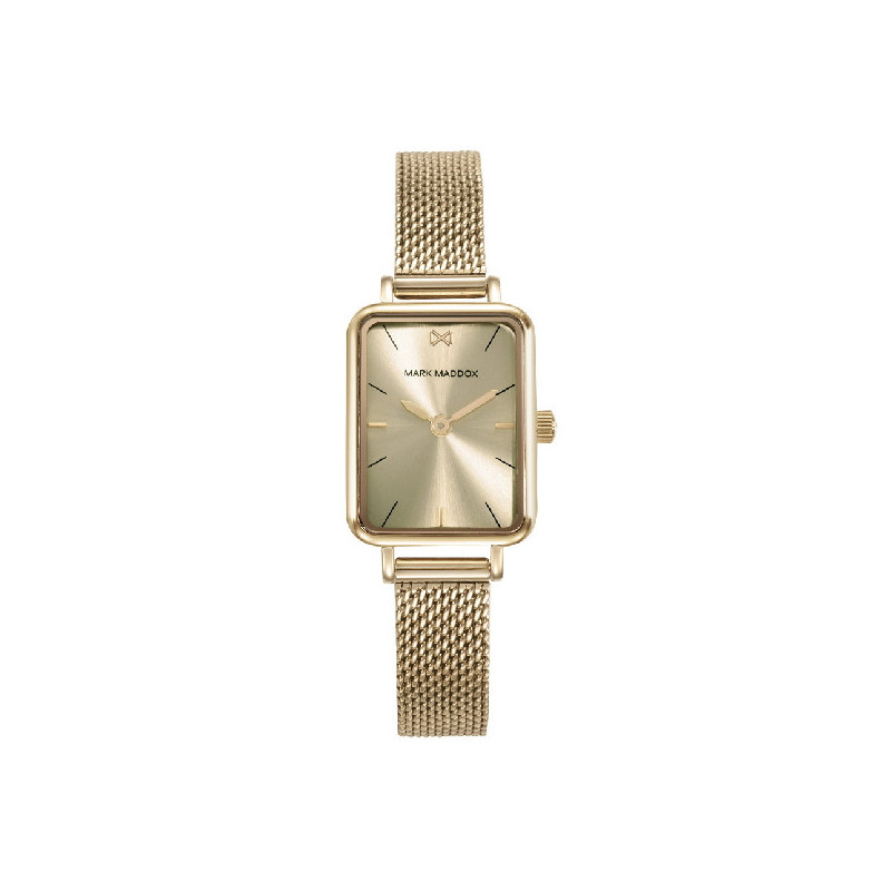 Reloj Mujer Mark Maddox Acero Dorado Malla Milanesa Rectangular 26 mm - MM1025-27