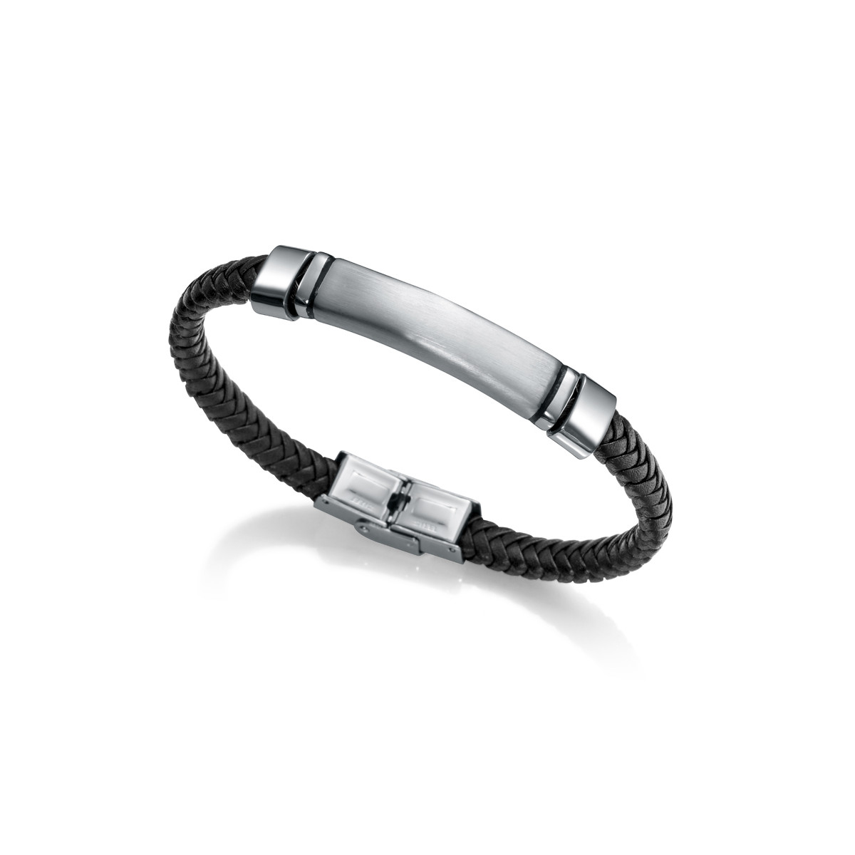 Pulsera Hombre Viceroy Fashion 75219P01010 Acero Chapa Personalizable Cuero Negro - 000730175