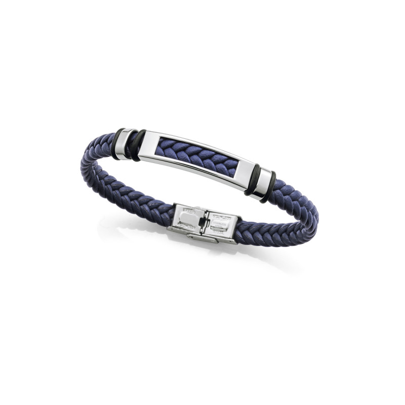 Pulsera Hombre Viceroy Fashion 14310P01013 Acero Cuero Trenzado Azul L - 000730286