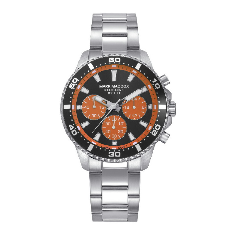 Reloj Hombre Mark Maddox Crono Acero Esfera Negra y Naranja - HM0157-56