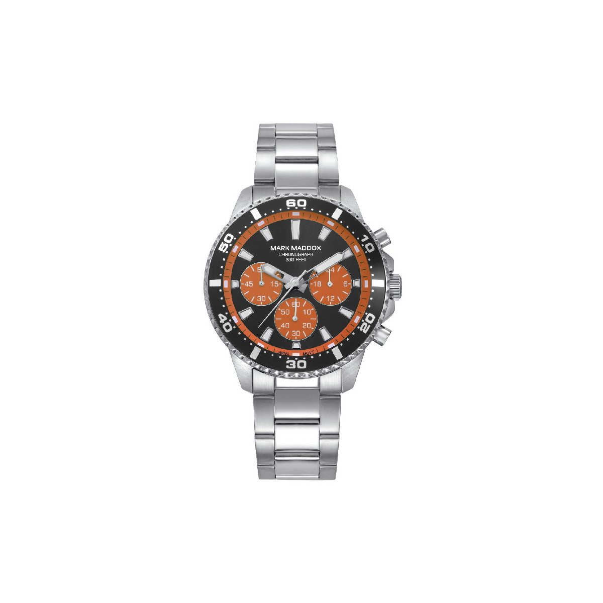 Reloj Hombre Mark Maddox Crono Acero Esfera Negra y Naranja - HM0157-56