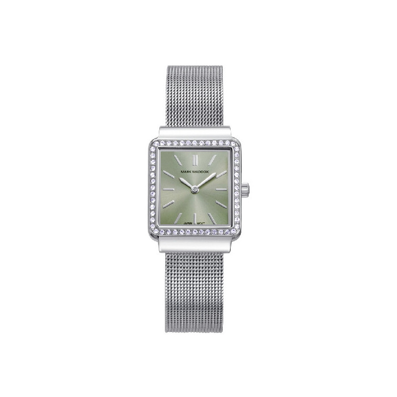 Reloj Mujer Mark Maddox Cuarzo Acero Circonitas Esfera Verde Rectangular - MM0144-67