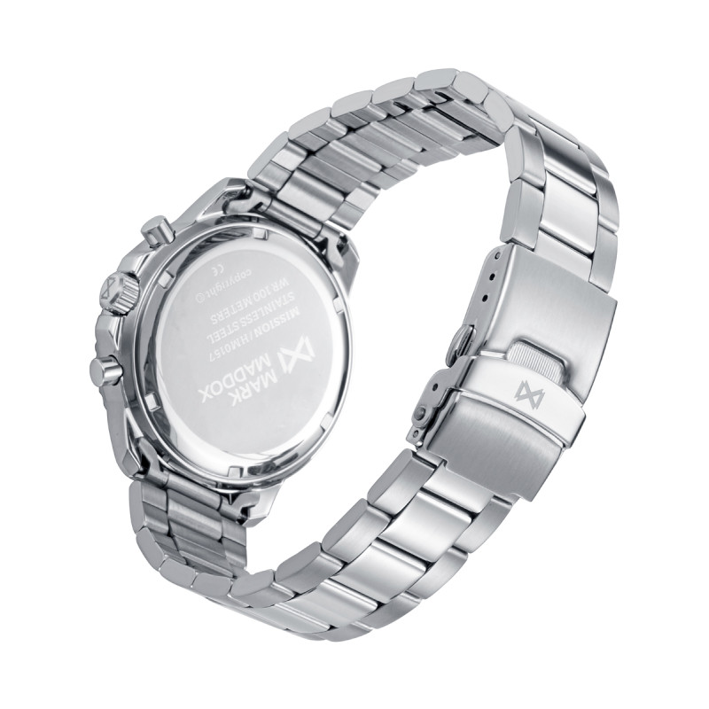 Reloj Hombre Mark Maddox Crono Acero Esfera Negra y Naranja - HM0157-56