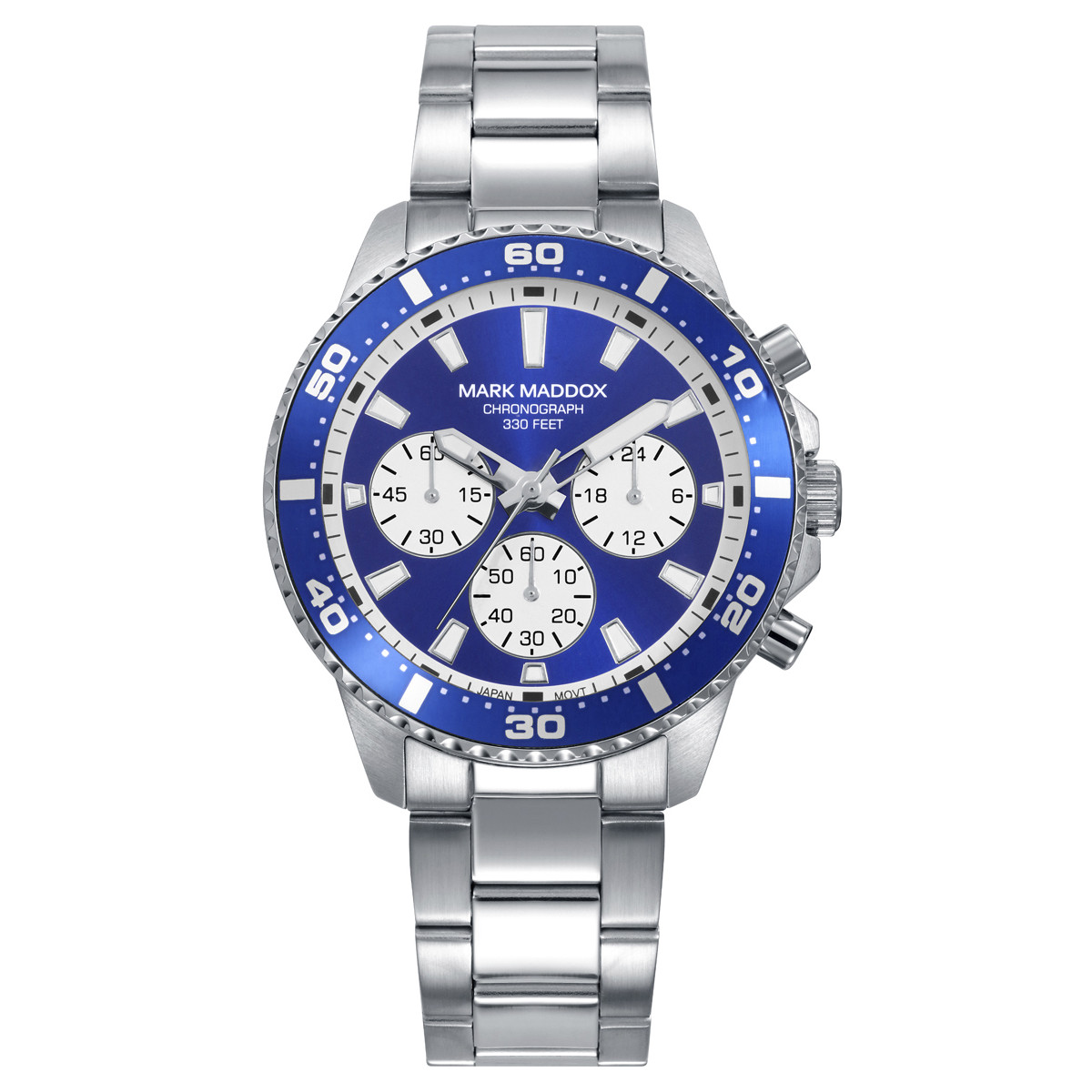 Reloj Hombre Mark Maddox Crono Acero Esfera Azul y Blanco 42 mm - HM0157-36