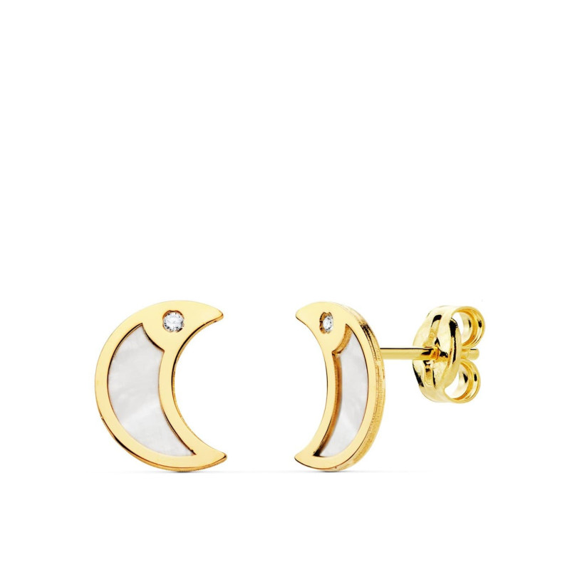 Pendientes Niña Comunión Oro 18 ktes Luna Nácar 5 x 8,5 mm - 000150817