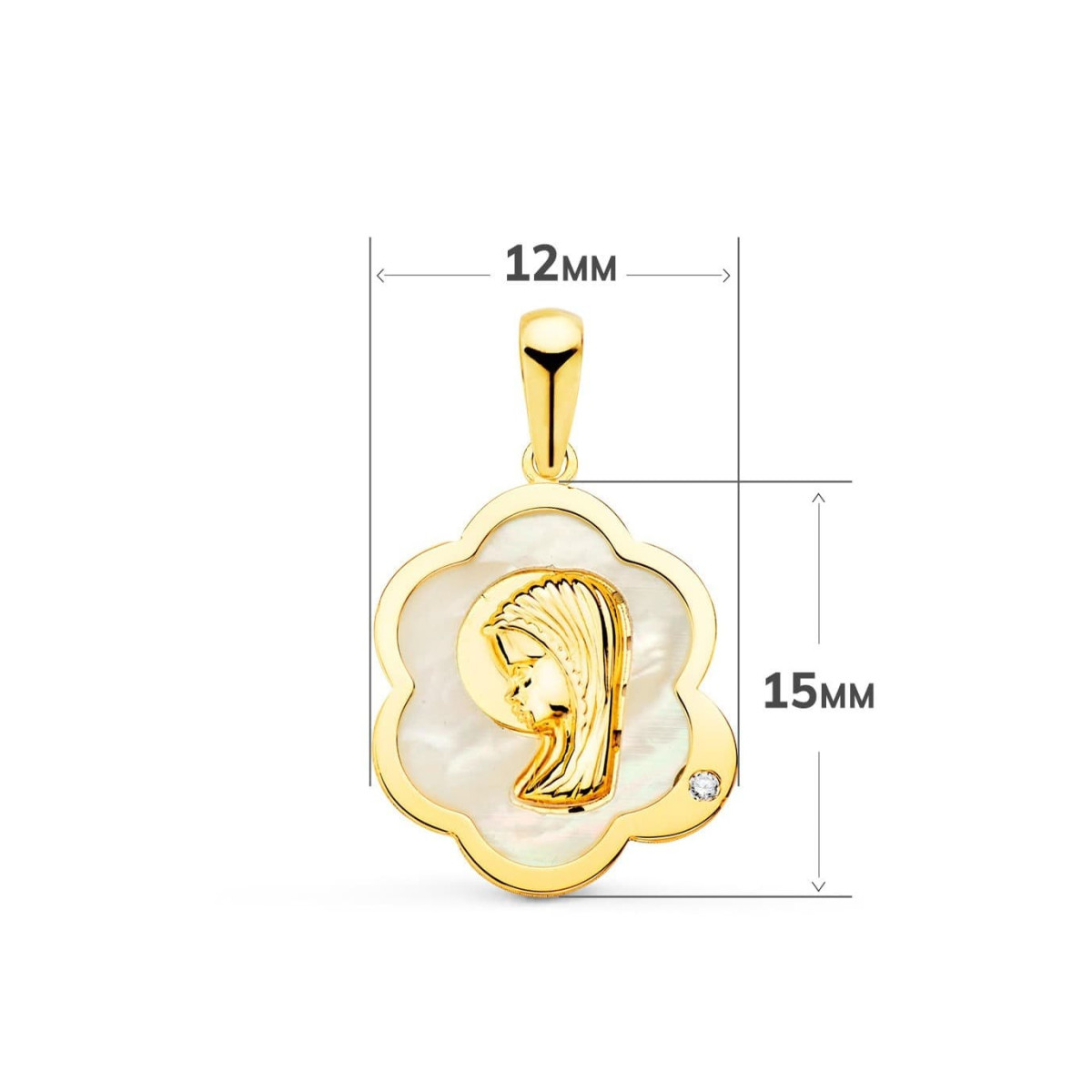 Medalla Niña Oro 18 ktes Virgen Nácar Tam 12 x 15 mm - 000150880